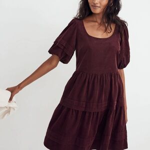 N.W.T. Madewell Corduroy Tiered Mini Dress. Size Small Petite.
